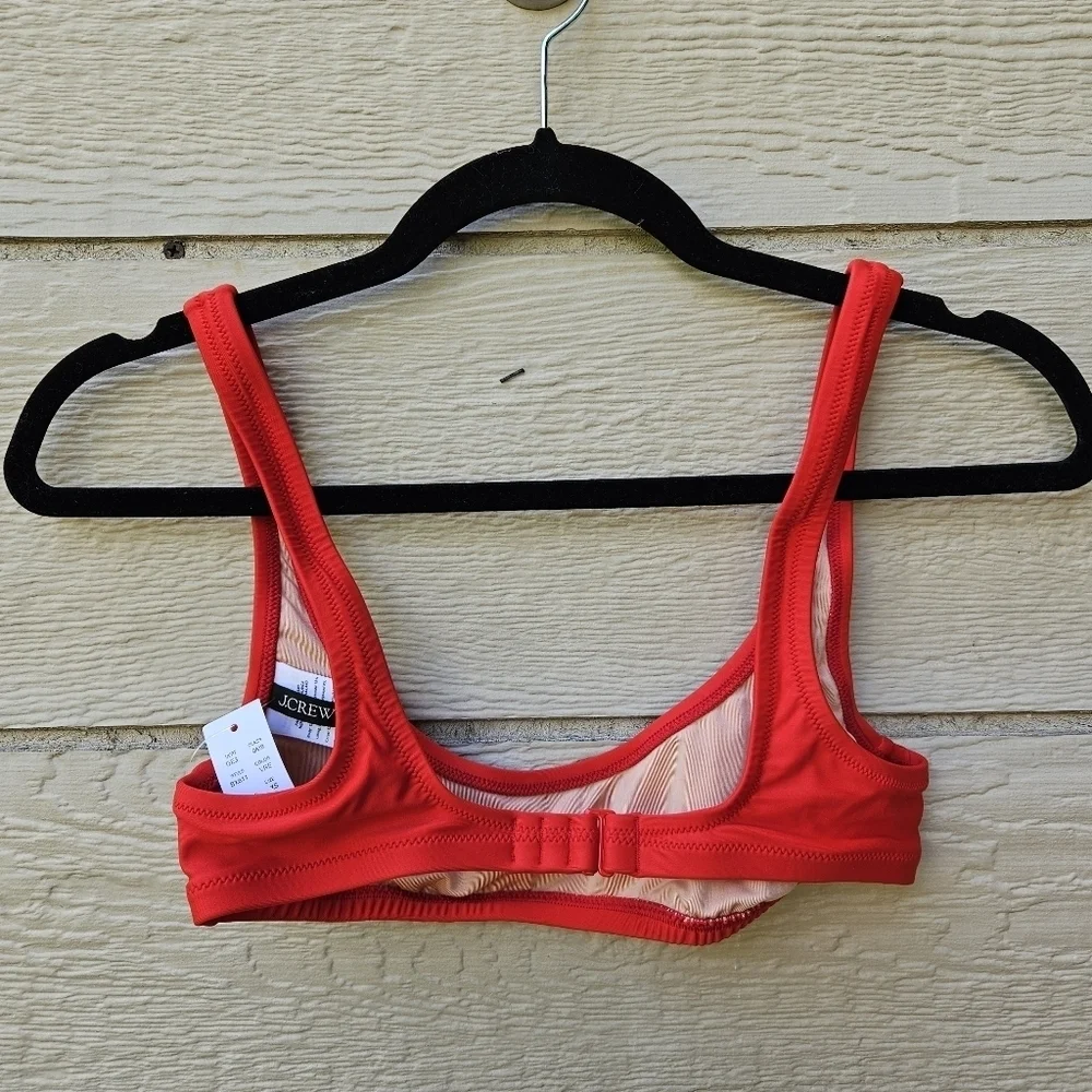 NWT J. Crew heritage scoopneck bikini top size XS red